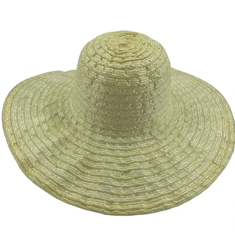 Unbranded Womens Wide Brim‎ Layered Woven Floppy Sun Hat One Size Natural Straw